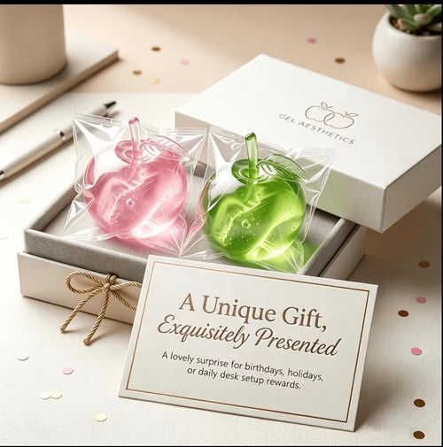 Apple gel squishy gift box - 2 pack pink & green